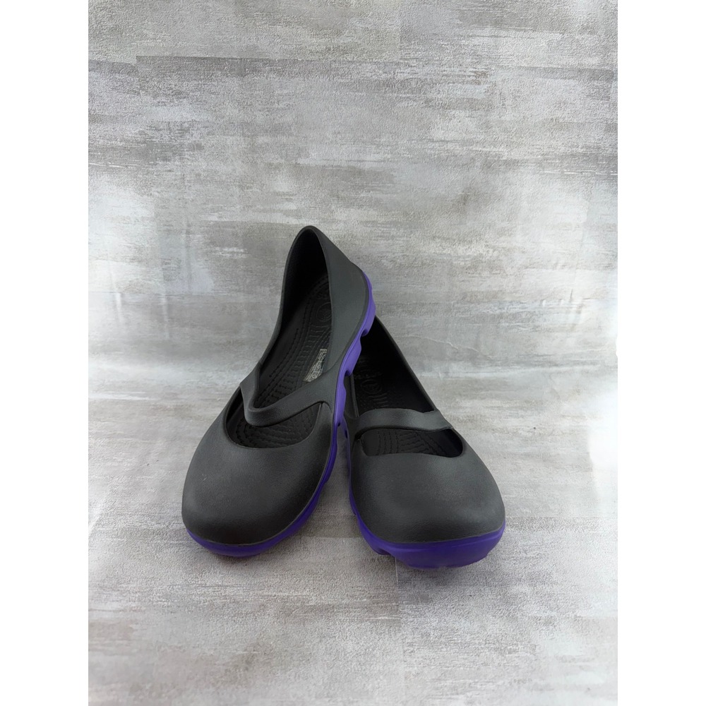 Crocs Duet Busy Day Mary Jane Flats Black Purple 12709 Women Sz 8